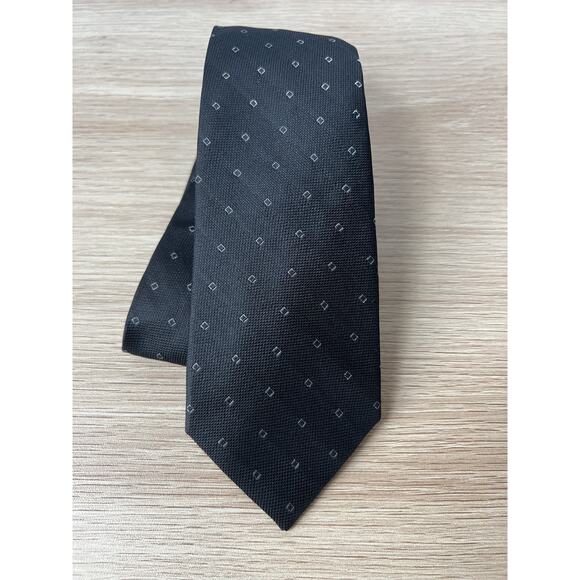 Calvin Klein Black Geometric Silk Skinny Designer Tie - Picture 1 of 6